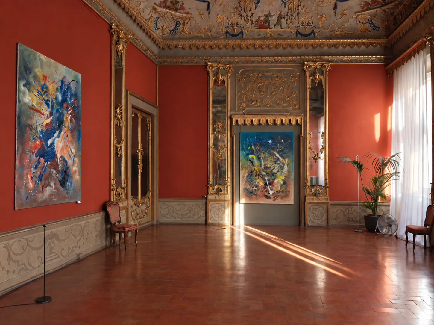 Works by Matteo Ferretti in a historic exhibition space