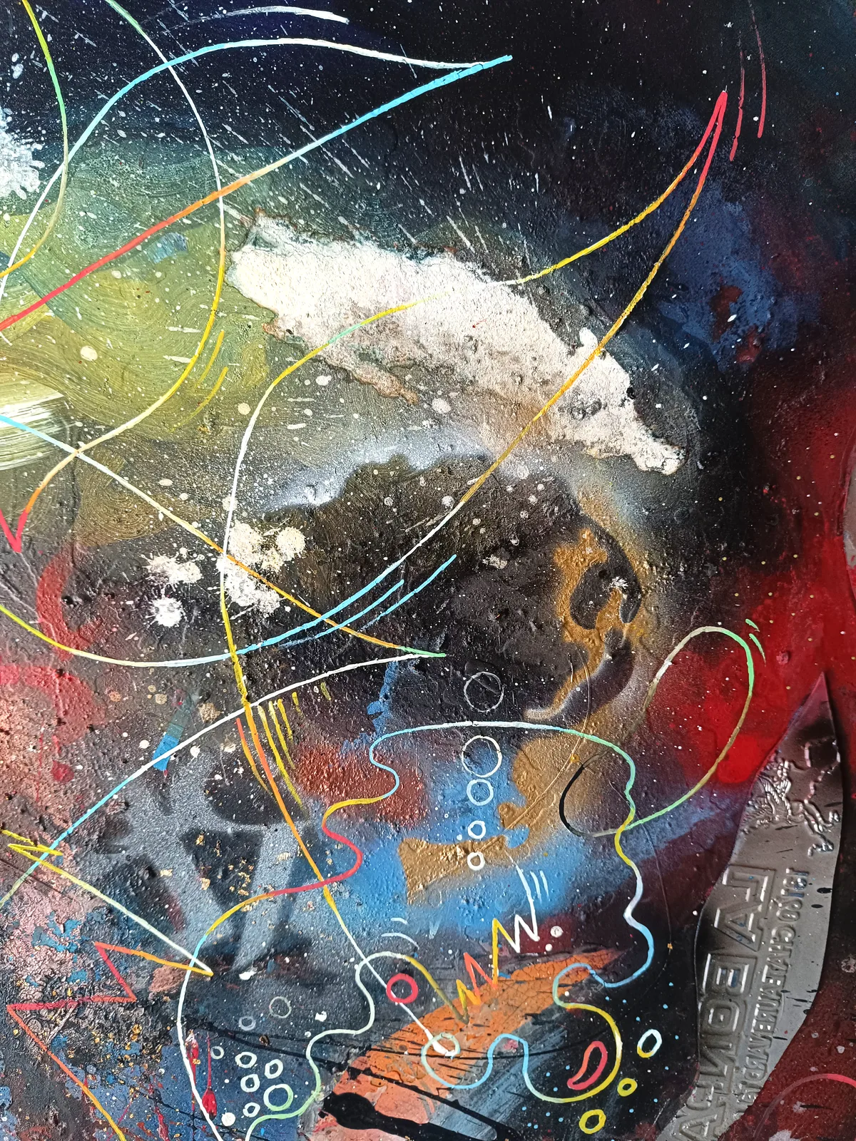 Detail of the painted matter in a work by Matteo Ferretti